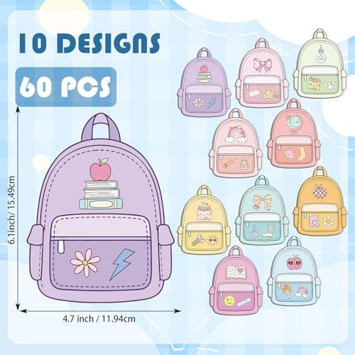Chuangdi 60 Pcs Backpack Cutouts Boho Backpack for Classroom - style: Backpack Cutouts