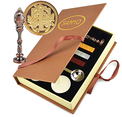 Samyo Wax Sealing Stamp Classic Old-Fashioned Antique Alphabet Initial Letter Creative Romantic Seal Stamp Maker Copper (T) - color: Letter T