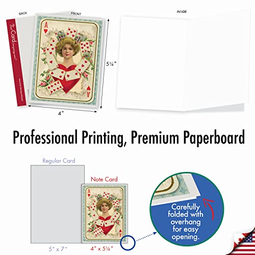 The Best Card Company - 10 Blank Heart Note Cards Boxed (4 x 5.12 Inch) - All Occasion Heartfelt Love Card Assortment - All Decked Out M2381OCB-NB - style: All Decked Out