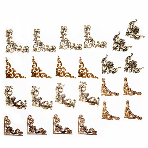 24pcs Vintage Frame Corner Stickers Scrapbook Decorative Paper Gold - color: Gold