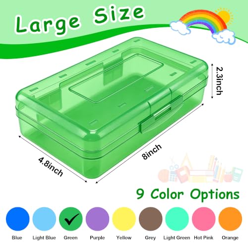 Pencil Box,Hard Plastic Pencil Box Large Capacity Crayon Case,Organizer Plastic Containers with Snap Lid, Stackable Storage Boxes for Art Craft Office & Classroom Back to School Supplies,Grass Green - color: Grass Green