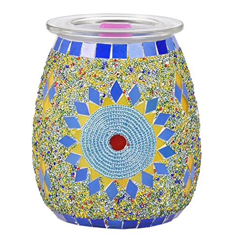 Dicimi Electric Candle Warmer, Mosaic Sunflower Design Wax Melt Warmer with Warm Night Light, No Flame Candle Warmer Lamp for Home Decor, Wax Melter for Scented Wax, Safe Wax Warmer for Aroma Gift - color: Colorful Flowers