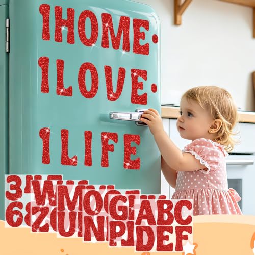 Bulletin Board Letters 74 PCS Glitter Letter Stickers Large 5 Inch, Red - color: Red, size: 5 Inch