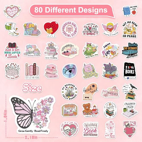 80 Pcs Holographic Bookish Stickers for Scrapbooking, Waterproof Vinyl Romance Book Stickers for Kindle Ebook Scrapbook Laptops waterbattle, Reading Glitter Decals for Teens Adults - color: Holographic Bookish Style