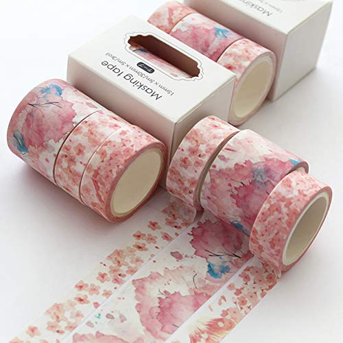 YUBBAEX Cute Printed Washi Tape 3 Rolls Japanese-Style Masking Tape Set Decorative for Arts, DIY Crafts, Journal Supplies, Planners, Scrapbook, Card/Gift Wrapping (Cherry Blossoms (Wide)) - color: Cherry Blossoms (Wide)