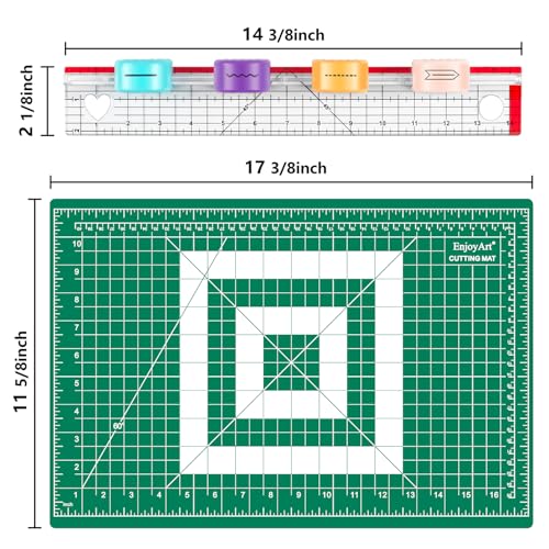 Sliding Paper Trimmer Set, 4 Multi-Function Blades, Acrylic Ruler & A3 Mat