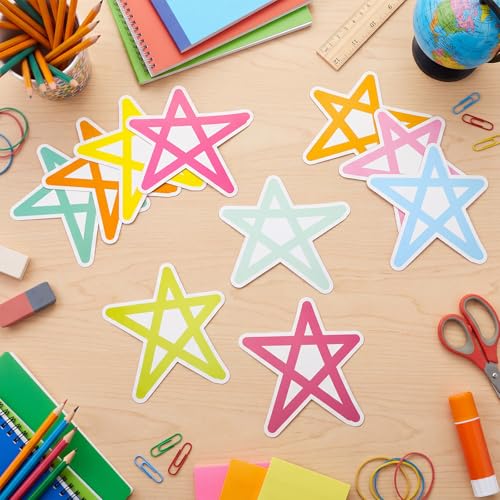 60 Pcs Pastel Stars Cutouts for Back to School Classroom Wall, 5.91 Inch - style: Cartoon Stars