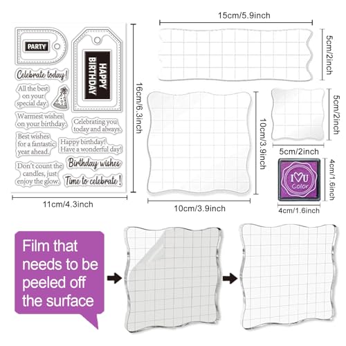 6 Pcs Clear Stamps for Birthday Card Making Supplies 20 Ink Pad - style: 29Pcs Celebrate Clear Stamps