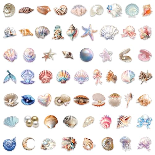 Seashell Stickers, 60 Pcs, Colourful-B13 - color: Colourful-b13