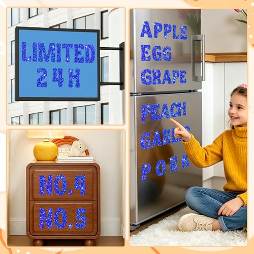 Bulletin Board Letters 129 PCS Glitter Letter Stickers Large 4 Inch, Blue - color: Blue, size: 4 Inch