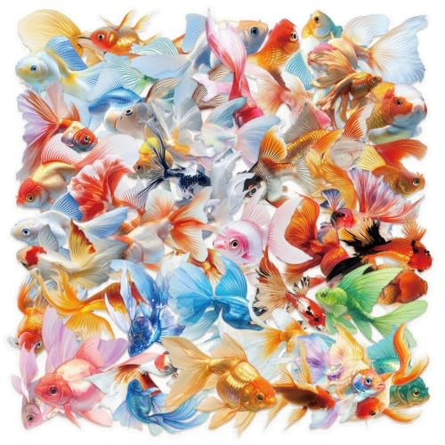 50Pcs Colorful Goldfish PET Stickers Set - style: Goldfish