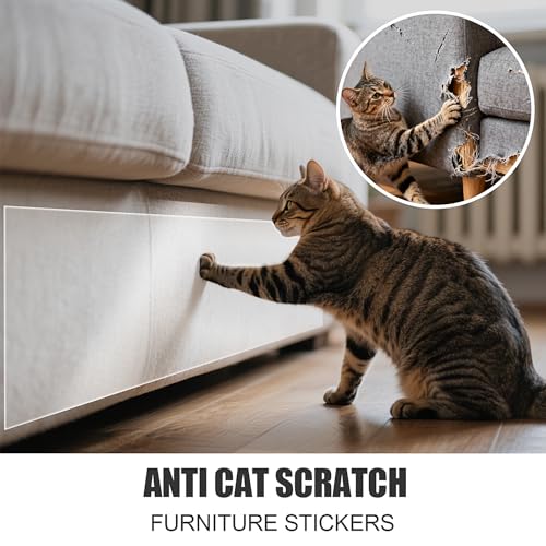 Cat Scratch Tape for Furniture, 118'' x 8.2'' Extra Wide Anti Scratch Tape, Single Sided Clear Protective Film to Stop Cats & Dogs Scratching Sofa, Couch, Doors, Walls & Car Interiors - size: 118''x8.2''