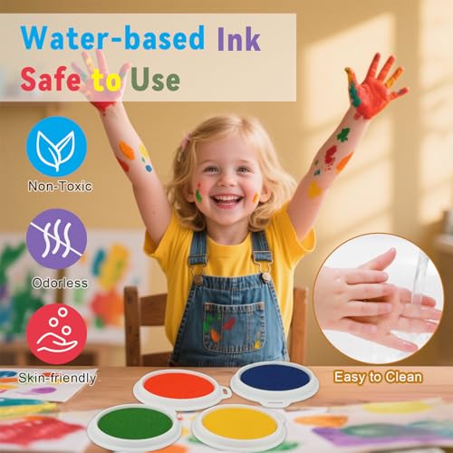 8 Colors 7" Ink Pads for Stamps, Washable Stamp Pad for Kids Finger Paint