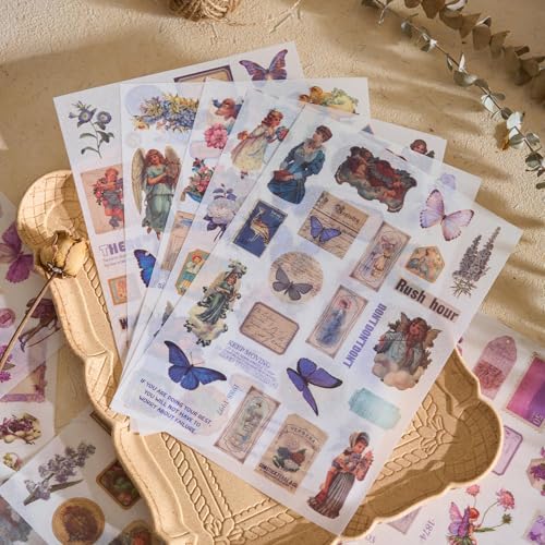 Pre-Cut Vintage Stickers for Journaling, 550+ Washi Sticker Book for Scrapbooking Ephemera for Junk Journal Supplies, Aesthetic Butterfly Flower Label Scrapbook Stickers for Adults DIY Arts Crafts - color: Life is a Dream
