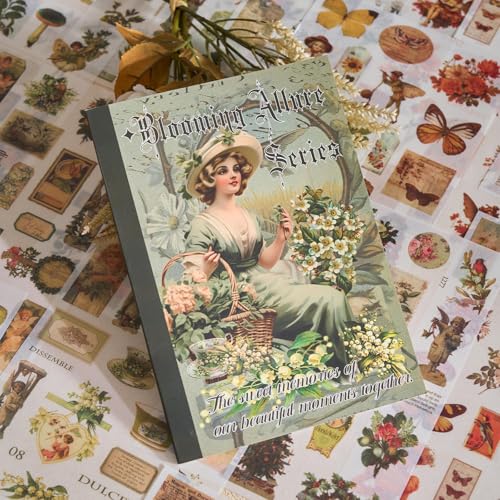 550+ Aesthetic Scrapbook Stickers, Vintage Stickers for journaling Butterfly Plant Flower Nature Washi Sticker Book for Adults, Junk Journal Supplies for DIY Art Collage Album Scrapbooking Planner - color: Blooming Allure Series