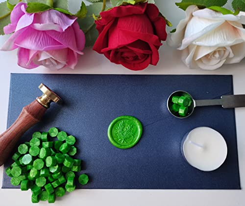 400 Pieces Sealing Wax Beads for Seal Stamp, PORXFLY Wax Seal Beads Great for Wedding Invitations, Wine Packages,Cards Envelopes, Gift Wrapping (Green) - color: Green