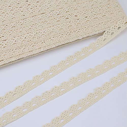Beige Lace Ribbon 30 Yards Crochet Lace Trim Cotton Sewing for Crafts, Gift Package Wrapping, Bridal Wedding Decoration, Scrapbooking Supplies - color: Beige, size: 0.5 inch*30yards