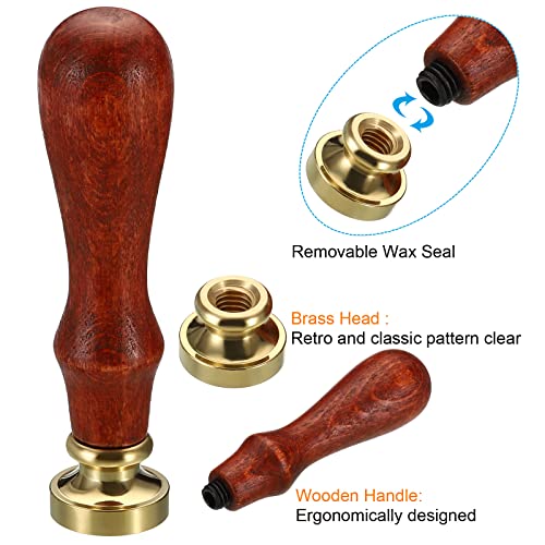PATIKIL 20mm Round Blank Wax Seal Stamp, Removable Brass Head Without Carving Wooden Handle Retro for Envelope Invitation Wine Packing Gift Wrapping - size: 20mm