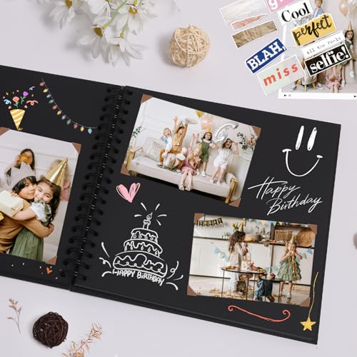 Scrapbook Album 7x7 Inches Hardcover Kraft 40 Pages Black - color: Black, size: 7"x7" 20 Sheets