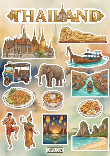 Thailand Sticker Sheet, Thailand Stickers for Laptop & Journal - style: Thailand