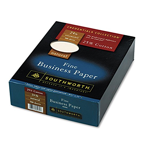 Southworth 404NC 25% Cotton Business Paper Natural 24 lbs. Wove 8-1/2 x 11 500/Box FSC - color: Natural, size: 8.5" x 11" (Pack of 1)