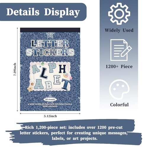 Letter Stickers Book, 40 Sheets for Scrapbooking and Journaling | 3000+ alphabet and number stickers across 40 sheets, mixed styles for scrapbooks, journals, planners and DIY crafts - color: Blue