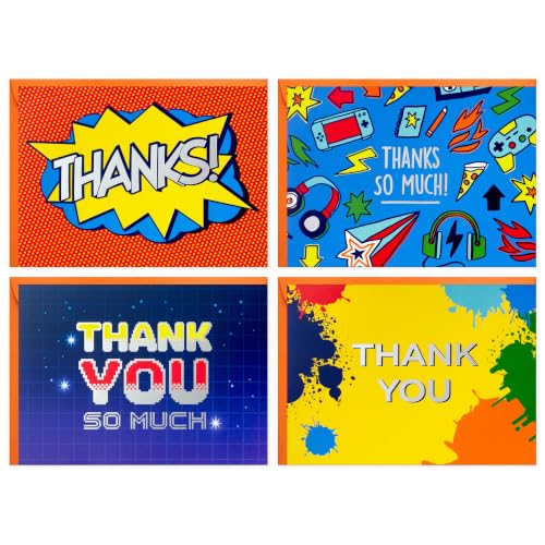 Hallmark Thank You Cards, Assorted 24-Pack (Comic Book & Gamer Designs) - size: 716, style: Thank You Notes