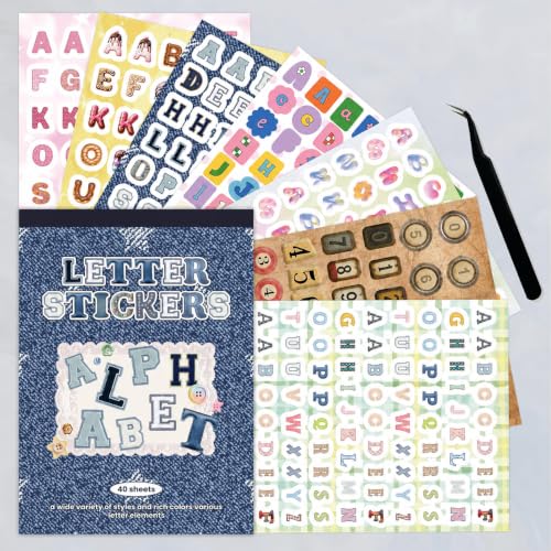 Letter Stickers Book, 40 Sheets for Scrapbooking and Journaling | 3000+ alphabet and number stickers across 40 sheets, mixed styles for scrapbooks, journals, planners and DIY crafts - color: Blue