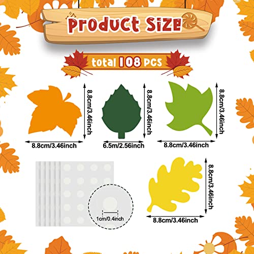 Geyee 108 Pcs Leaf Cutouts Paper Fall Leaves Cut Outs Classroom Bulletin Board Decorations Autumn Die Cut for Teachers DIY Craft Office Chalkboard Wall Decor(Simple Style,3.5 Inch) - size: 3.5 Inch