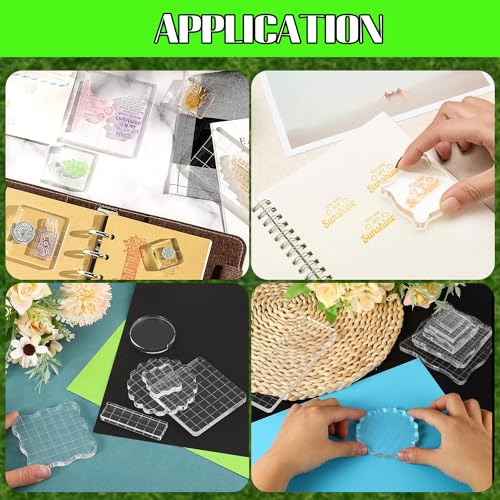 2Pcs Clear Stamp Blocks Set, 2 x 2 Inch Square Acrylic Blocks for Stamping With Grid Lines - Scrapbooking Crafts Tools - style: Straight 5×5CM 2pcs