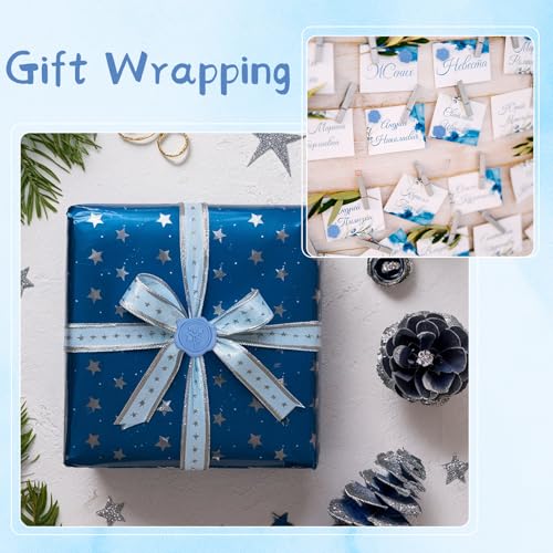 60 Pcs Wax Seal Stickers, Dusty Blue, 4 Flower Styles - color: 4 Flower Styles- Dusty Blue