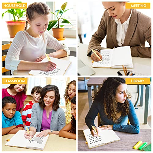 feela 18 Pack Journal Notebook for Work, Business Notebook Bulk Hardcover Lined Writing Journal with Pen Holder for Men Women Note Taking, with 18 Black Pens, 120 GSM, 5.1”x8.3”, A5, Yellow - color: 18 Yellow