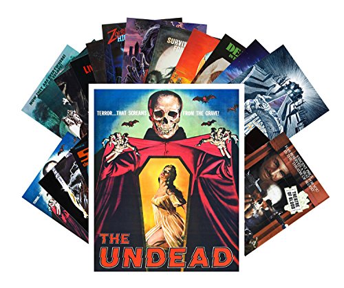 PIXILUV Vintage PostCards 24 pcs Zombien Skeletons Undead Vintage Horror Movie Poster - color: One