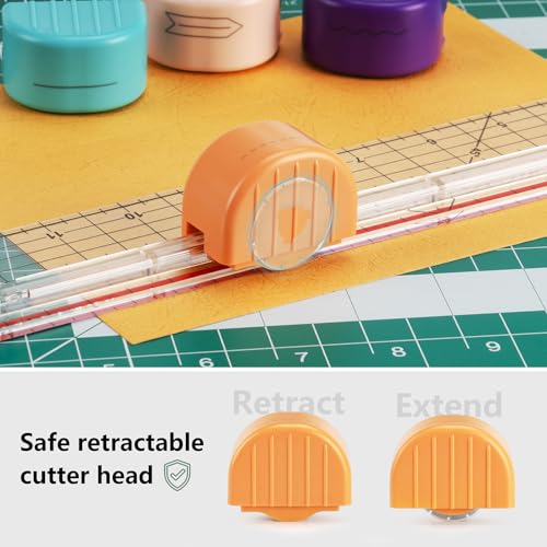 Sliding Paper Trimmer Set, 4 Multi-Function Blades, Acrylic Ruler & A3 Mat