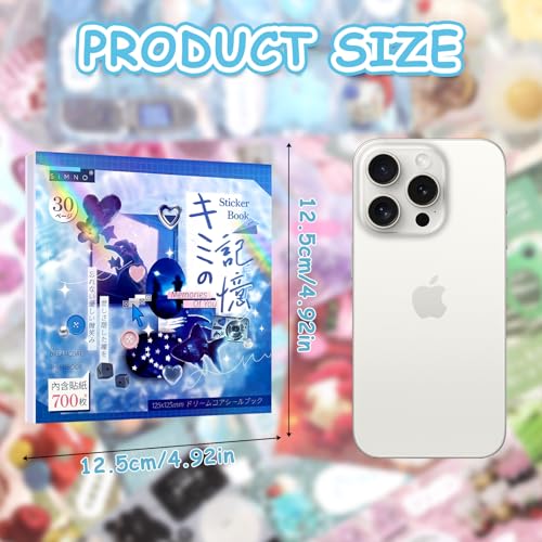 Tmtains 30 Sheets Japanese Sticker Book for Scrapbook 700+Pcs Heisei Retro Cute Korean Sticker for Journaling Blue Aesthetic Stickers Book for Adults DIY Craft Scrapbooking Junk Supplies (Your memory) - color: Az-blue