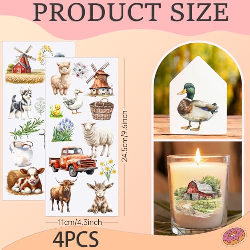 4 PCS Farm Animals Cuttable UV DTF Stickers - style: farm animals