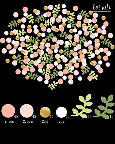 Letjolt Baby Shower Confetti Golden Pink Greenery Scatter 210 Pcs - color: Pink