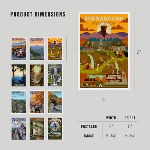 Lantern Press Shenandoah National Park - Postcard Set of 12 Different Original Hand Illustrated Postcards … - color: Shenandoah National Park