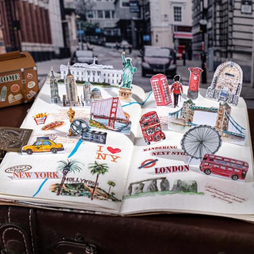 Alideco 6pcs Decorative Adhesive Tapes Vintage City Travel Scenery PET Tape Great for Bullet Journal Supplies, Arts, Scrapbook, DIY Crafts, Planners (manyoushijie) - color: manyoushijie