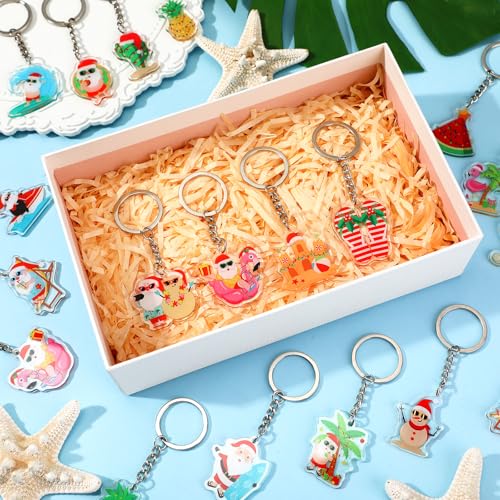 Equsion 100 Pcs Christmas in July Keychains Bulk, 20 Styles - style: Christmas in July