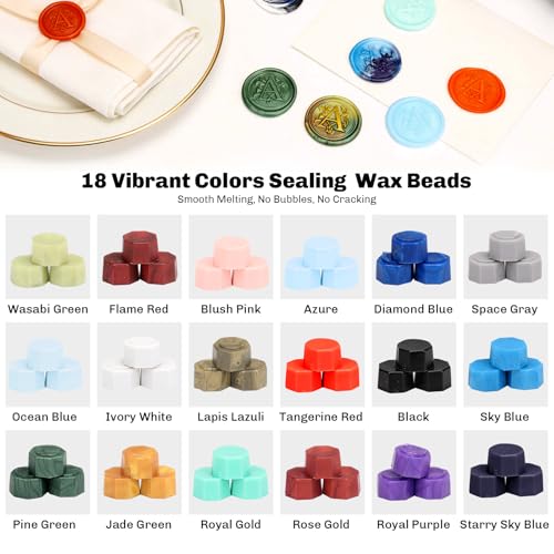Copper S Letter Wax Seal Stamp Kit, 360 PCS 18 Colors Wax Beads - color: Gold - letter S