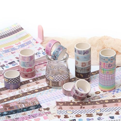 YUBBAEX Cute Washi Tape Value Pack 36 Rolls Aniamls Printed Masking Tape Kawaii Decorative for Arts, DIY Crafts, Journal Supplies, Planners, Scrapbook, Card/Gift Wrapping (Girly Style) - color: Girly Style
