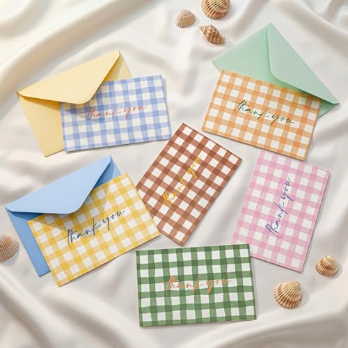 Eaasty 36 Pcs Summer Thank You Cards with Envelopes,Gingham - style: Gingham