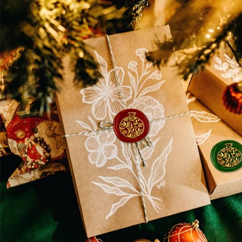 Pomegranate Wax Seal Stamp Wedding Invitations Embossed Stamp Sealing Removable 1" Brass Wax Seal Stamp Head with Wooden Handle Envelopes Gift Packing Decoration Craft Adhesive Waxing - style: Pomegranate