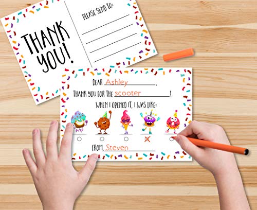 Fun & Easy Kids Fill in the Blank Thank You Postcards, 25 Card Set