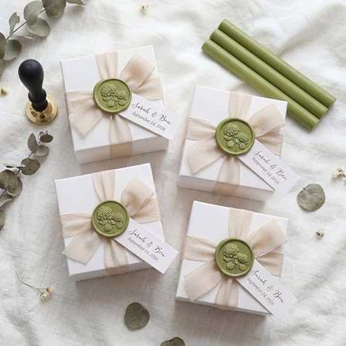 UNIQOOO 3D Embossed Relief Double Hydrangea Flowers Wax Seal Stamp with Wooden Handle, Vintage Brass Twin Floral Botanical Stamp Head for Wedding Invitations, Envelope Sealer, DIY Craft, Gift Wrapping - color: Double Hydrangea Flowers
