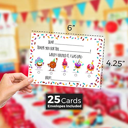 Kids Thank You Cards, Fill in the Blank Design, 25 Cards With Envelopes