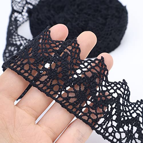 Black Lace Ribbon 10 Yards Crochet Lace Trim Cotton Sewing for Crafts, Gift Package Wrapping, Bridal Wedding Decoration, Scrapbooking Supplies - color: Black, size: 1.5 inch*10yards