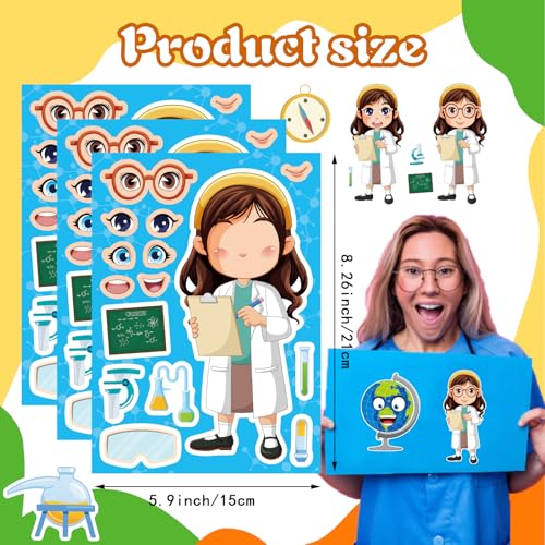 Science Stickers Make-a-face Sticker, Make Your Own Science Themed Stickers - style: Laboratory Sticker