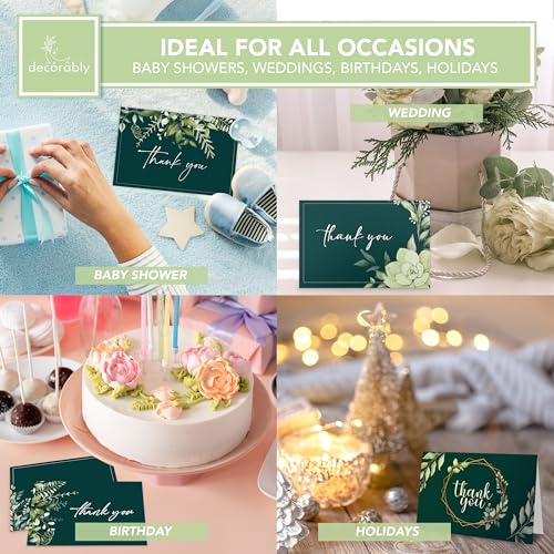 Decorably 24 Pack 6x4in Greenery Thank You Cards with Envelopes - style: Greenery